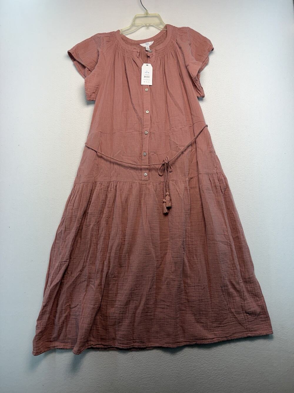 Time And True Women, Large Peasant Button Frontier Dress Short Flutter Sleeve 